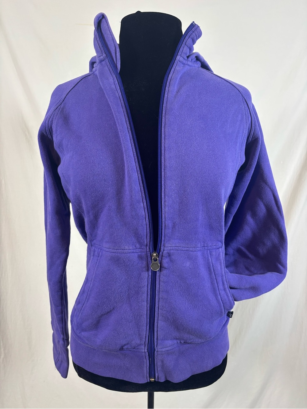 Tuff Athletics Purple Full Zip Hoodie Thumbholes Fleece Y2K Athleisure Small